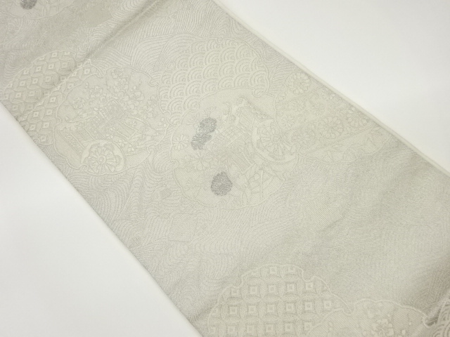 JAPANESE KIMONO / VINTAGE FUKURO OBI / WOVEN FLORAL PLANTS & SNOWFLAKE